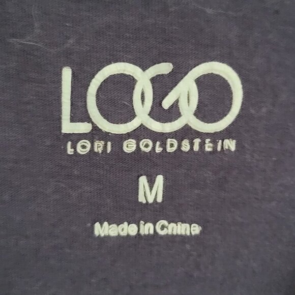 LOGO Lori Goldstein M LS Pockets Blue Chiffon Trim Long Jersey Tunic Blouse - Picture 3 of 8